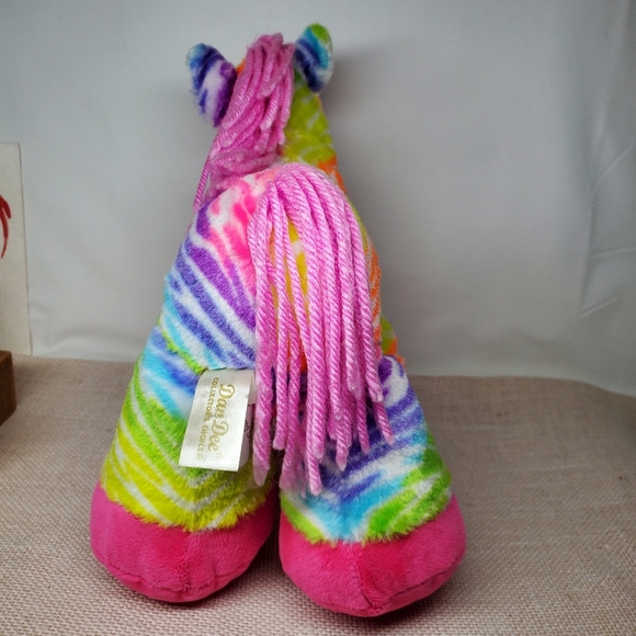 Dan Dee Collectors Choice NEON Rainbow Striped Pony Horse Plush Yarn Tail & Mane - Picture 5 of 6